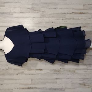 NWT SLNY Navy Blue Tiered Dress